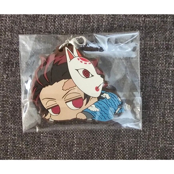 🔥🌟3/$15 
Tanjiro Rubber Strap Charm Kimetsu no Yaiba Demon Slayer Keychain - Picture 1 of 2